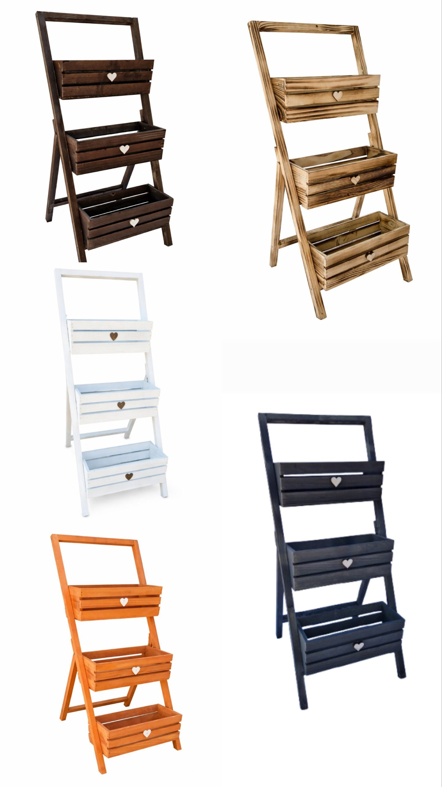 Stojak na kwiaty serce 40cm teak